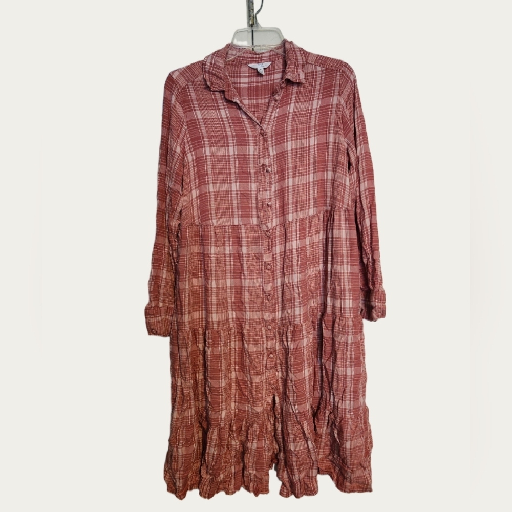 Plaid Button-Up Dress